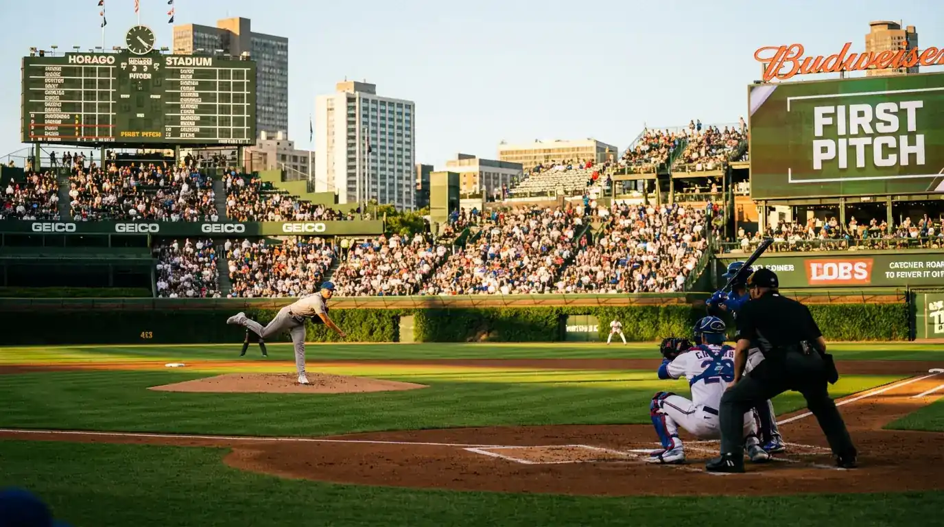 Starting Pitcher beim Wurf im frühen Inning eines MLB-Spiels